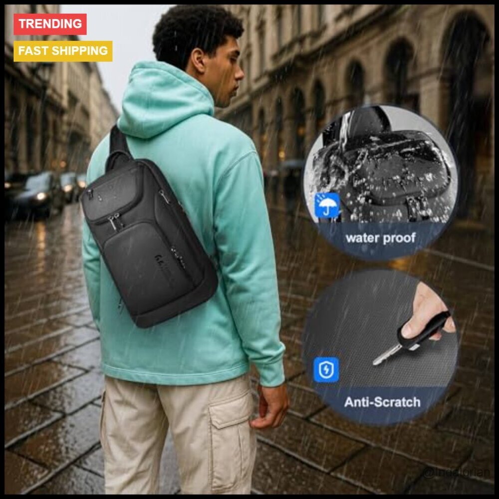 Waterproof Utility Crossbody Bag with Anti-Theft Pocket for Men - Picture 3 of 7